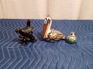 2 signed Mexican Pottery birds and more