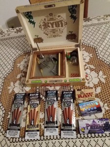 Wood box of Marijuana tool kit