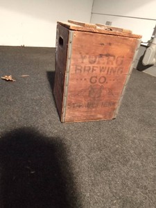 Vintage Yoerg Brewing Co. St. Paul, MN wooden box with hinged lid