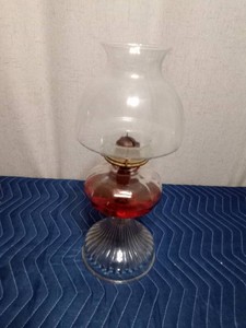 Vintage clear glass oil lamp