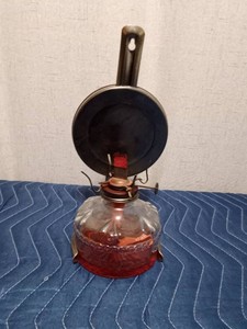 Vintage wall mount oil lamp with reflective plate