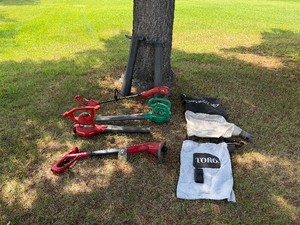 Lot of Electric Yard Tools with Accessories
