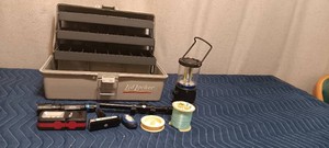 Tackle box. Scope.5 flashlights that work and fish line