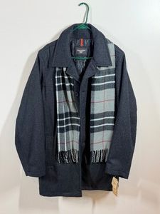Dockers Mens Weston Wool Blend Scarf Coat in charcoal gray - Size XLT - Still has tag on it