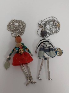 Lot Including 2 Articulated Doll Pendant Necklaces