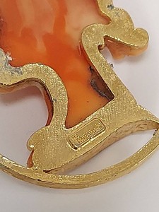 RARE Crown Trifari Cameo Pendant & Pearl Ring