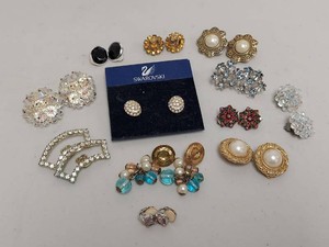 Lot Including Swarovski & Vintage Costume Earrings Approximately 12 Pairs