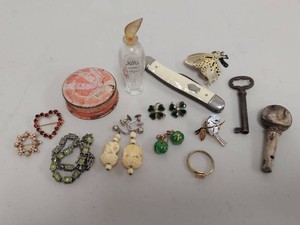 Lot Including approximately 14 Vintage Jewelry & Smalls, Knife, Perfume