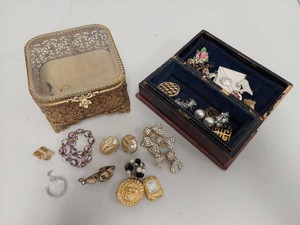 Lot Including Signed Costume Jewelry & 2 Trinket Boxes Dior Givenchy
