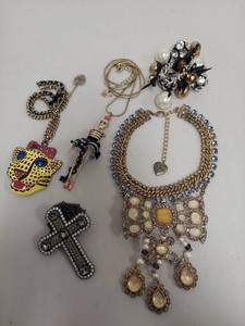 Lot Including Betsey Johnson 5 Pc Necklaces & Pin Statement Jewelry