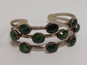Sterling Silver 925 Green Stone Multi Row Cuff Bracelet China