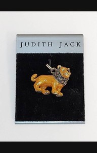 Judith Jack Lion Charm Pendant Sterling Silver 925 Enamel Marcasite on Original Card
