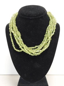 Sterling Silver Multi Strand Green Nugget Bead Necklace 925 Clasp