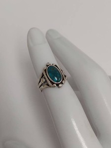 Southwestern Sterling Silver Turquoise Oval Ring Approximately Size 3