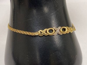 14K XO Motif Yellow Gold Bracelet Diamond Accent 2.3g See Photos