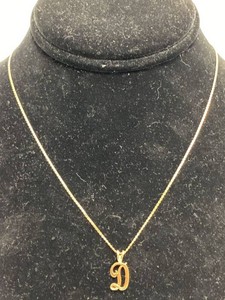 14KT Yellow Gold Script D Initial Pendant Necklace 2.5g