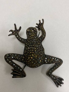 Sterling Silver Marcasite Frog Brooch Pin Figural Animal Jewelry