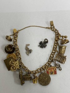 Lot Including 12K GF Charm Bracelet w Approx. 14 Charms  2 Loose