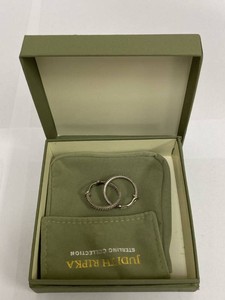 Judith Ripka Sterling Silver CZ Hoop Earrings Pair w Box Pouch