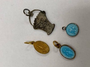 Lot Including 4 Vintage Religious Medal Charms Catholic Enamel Pendants