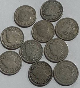 Lot of 10 Liberty V Nickels