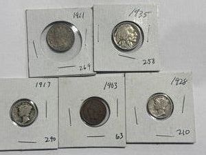 Lot of 5 Vintage Coins