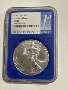 2020 1oz First Day Issue Silver Eagle MS70