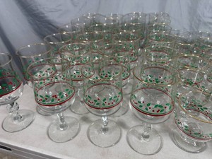 Large Lot of Vintage Libbey Christmas Glassware
