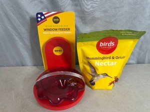 New Birds Choice Hummingbird Window Feeder and Nectar