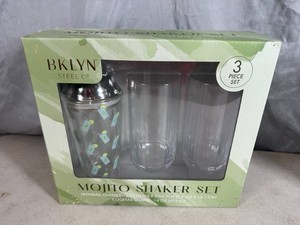 New BKLYN Steel Co 3 Piece Mojito Shaker Gift Set