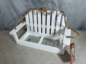 New Rustic Farmhouse Bench Swing Platform Bird Feeder