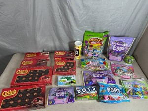 Assorted Candy, Chocolate Cherries, Tootsie Rolls, Fruit Chews, Dots, and More