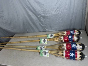 4 New USA Themed Bamboo Tiki Torches