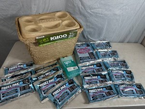 New Igloo Biodegradable Cooler and 17 Assorted Ice Packs