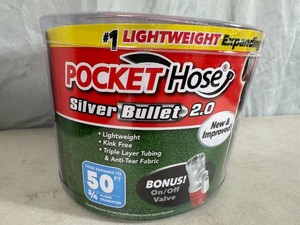New 50 ft Pocket Hose Silver Bullet Expandable Hose