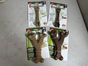 4 New Bam-Bones Flavored Dog Chew Toys