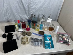 Assorted Perfume, Cologne, Makeup, Bathroom Accessories, Trinket Boxes, and more.