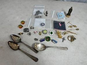 Assorted Jewelry, Collectible Pins, Figurines, and More