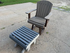 Amish Made Recycled Material Patio Chair and Ottonman
