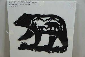 Laser Cut Metal Black Bear Wall Art