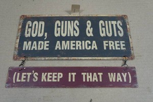 Novelty Metal Sign - God, Guns & Guts