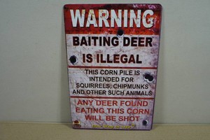 Vintage Style Metal Sign - Warning Baiting Deer