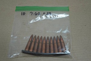 10 Military Surplus 7.62 x 39mm FMJ Ammo on Stripper Clip