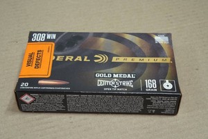 20 Federal Premium .308 Win 168 Gr Gold Medal Center Strike Open Tip Match Ammo