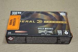20 Federal Premium .308 Win 168 Gr Gold Medal Center Strike Open Tip Match Ammo