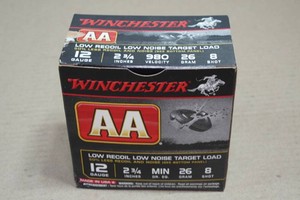 25 Winchester AA 12 Gauge 2-34 Low Recoil Low Noise 8 Shot Shotshells