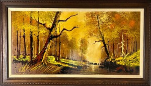 Large MCM Original Signed Nature Painting by Stuart