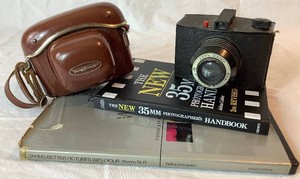 Vintage Camera Lot- AGFA ANSCO Chief Camera - 1940s, Voightlander Vito C Camera, Books Taking Better Pictures with Your 35mm SLR and The New 35 Photographers Handbook
