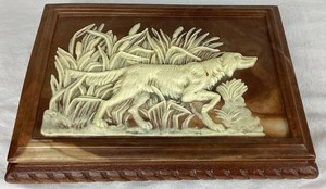Genuine Mahogany Jewelry Box with Incolay Stone Top by Dante Carpenters Bench 13 L x 9.5 W x 2.5H