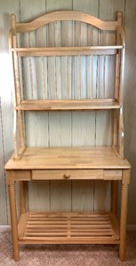 Light Wood Bakers Rack with 3 Top Tiers and Bottom Shelf  - 36 L x 18 D x 72.5 H